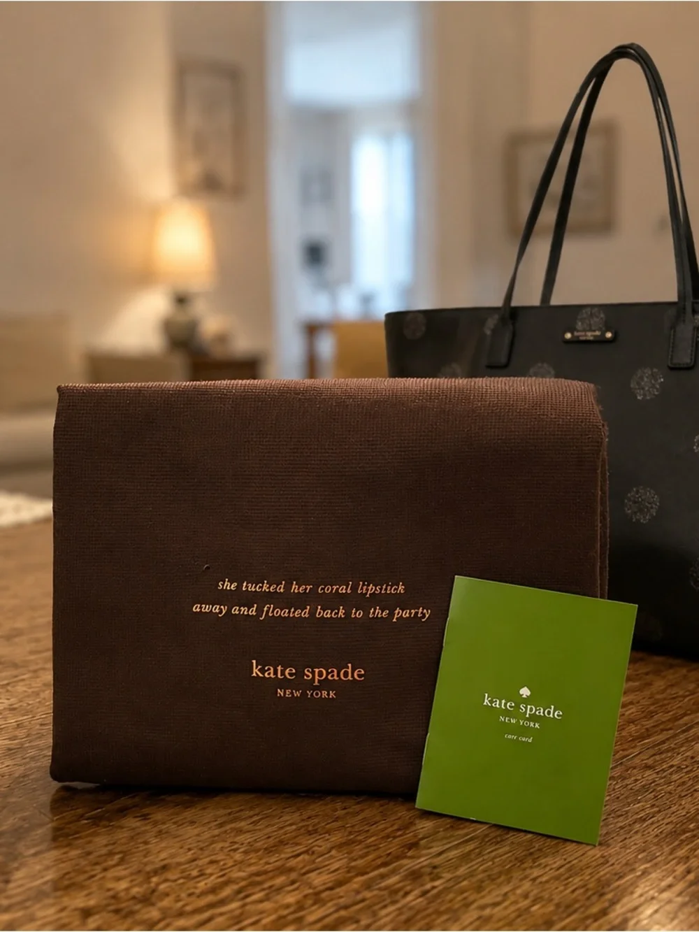 kate spade Black & Silver Glitter Polka Dot Tote